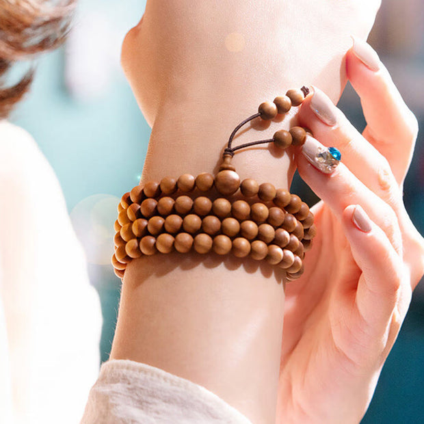 Buddha Stones Mysore Sandalwood Wood Bead Healing Mala Bracelet Bracelet BS 20