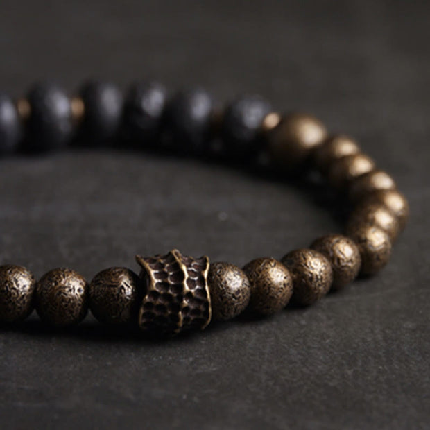 Buddha Stones Lava Rock Beads Adsorb Negative Energy Copper Bracelet