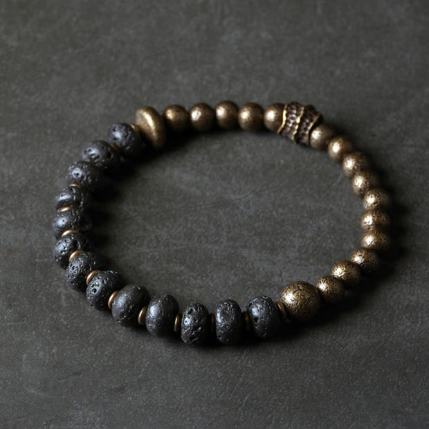 Buddha Stones Lava Rock Beads Adsorb Negative Energy Copper Bracelet