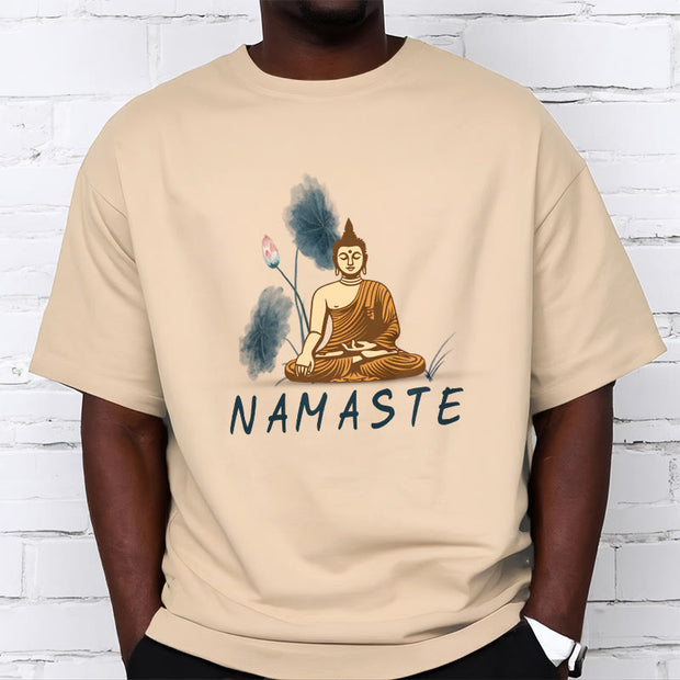 Buddha Stones NAMASTE Buddha Lotus Leaf Tee T-shirt