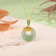 Buddha Stones Jade Lotus Abundance String Necklace Pendant Necklaces & Pendants BS Jade Silver(Necklace Length: 45cm)