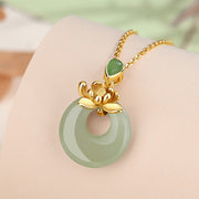 Buddha Stones Jade Lotus Abundance String Necklace Pendant