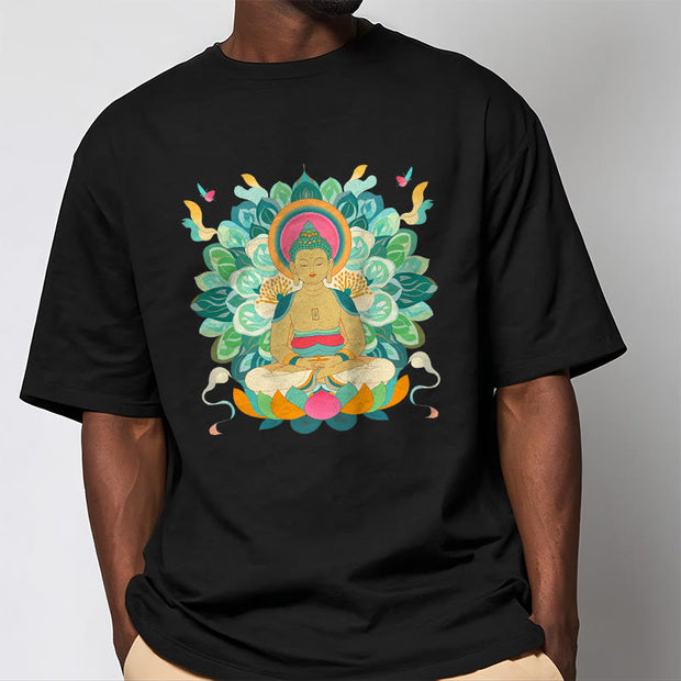 Buddha Stones Butterfly Lotus Buddha-Inspired Tee T-shirt