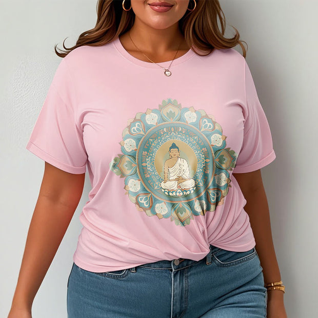 Buddha Stones Mandala Flower Buddha Tee T-shirt