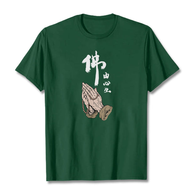 Buddha Stones Praying Tee T-shirt T-Shirts BS Forest Green 2XL