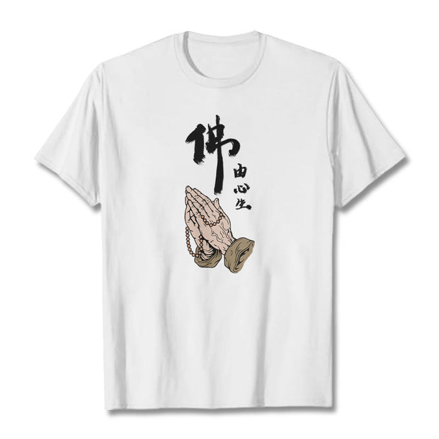 Buddha Stones Praying Tee T-shirt T-Shirts BS White 2XL