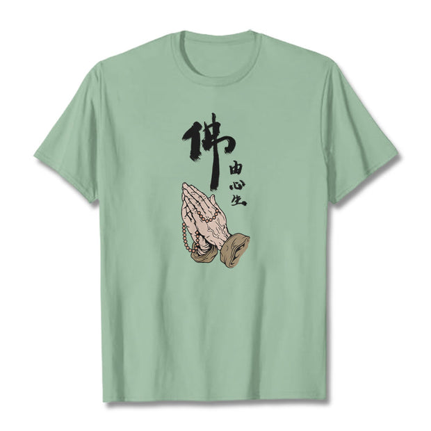 Buddha Stones Praying Tee T-shirt T-Shirts BS Pale Green 2XL