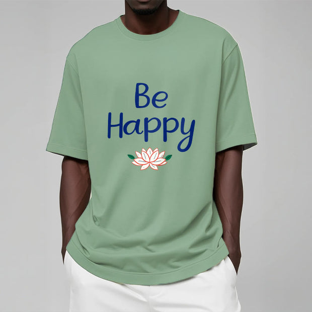 Buddha Stones Be Happy Lotus Tee T-shirt