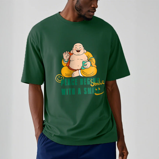 Buddha Stones Peace Begins With A Smile Tee T-shirt