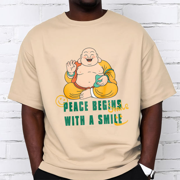 Buddha Stones Peace Begins With A Smile Tee T-shirt