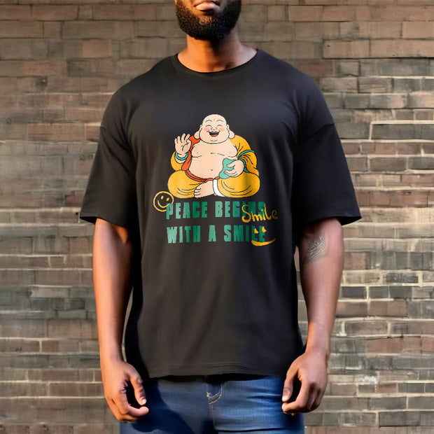 Buddha Stones Peace Begins With A Smile Tee T-shirt