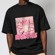 Buddha Stones BREATHE Pink Lotus Flower Tee T-shirt