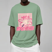 Buddha Stones BREATHE Pink Lotus Flower Tee T-shirt