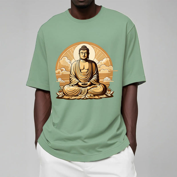 Buddha Stones Sun Auspicious Clouds Buddha Tee T-shirt