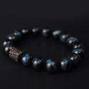 Buddha Stones Tiger Eye Ebony Wood Beads Calm Bracelet Bracelet BS 2