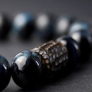 Buddha Stones Tiger Eye Ebony Wood Beads Calm Bracelet Bracelet BS 7