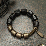 Buddha Stones Vintage Peace Ebony Wood Copper Beads Bracelet Bracelet BS 3