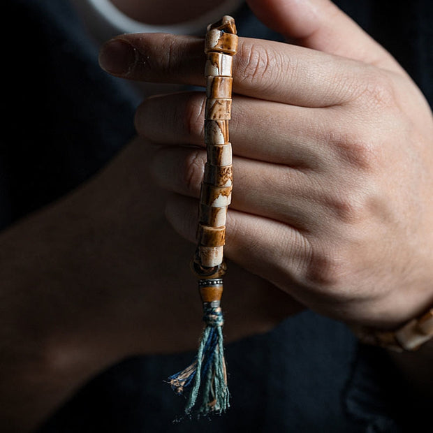 Buddha Stones Tietan Deer Bone Yak Bone Lucky Balance Bracelet