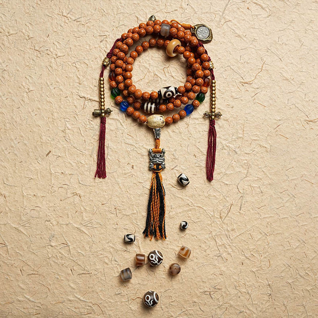 Buddha Stones Tibet Bodhi Seed 108 Mala Beads Wisdom Peace Bracelet Necklace Mala Bracelet BS 22