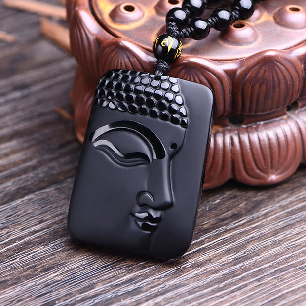 FREE Today: Transform Negative Energy Natural Black Obsidian Buddha Prayer Necklace Pendant FREE FREE 1