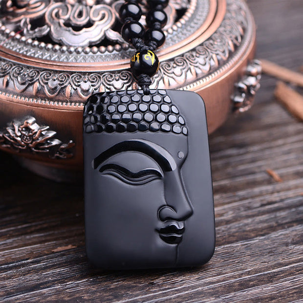 FREE Today: Transform Negative Energy Natural Black Obsidian Buddha Prayer Necklace Pendant FREE FREE 2