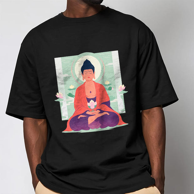 Buddha Stones Lotus Meditation Buddha Tee T-shirt