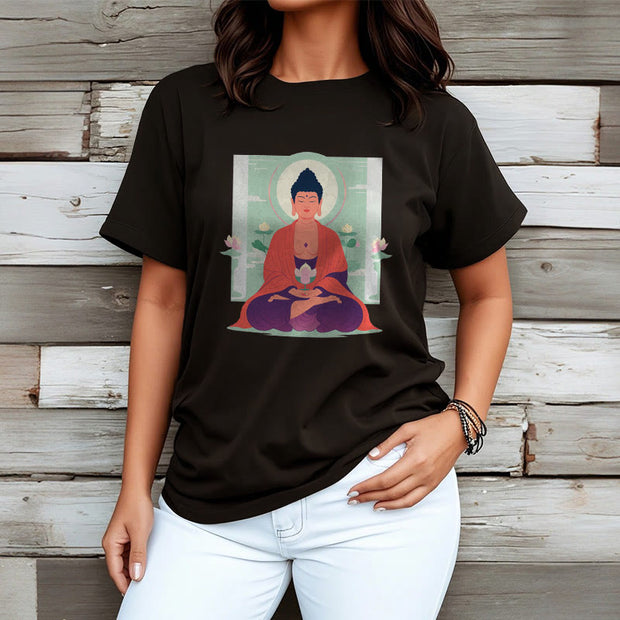 Buddha Stones Lotus Meditation Buddha Tee T-shirt