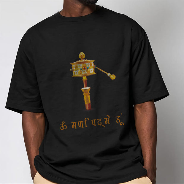 Buddha Stones Sanskrit OM NAMAH SHIVAYA Prayer Wheel Tee T-shirt