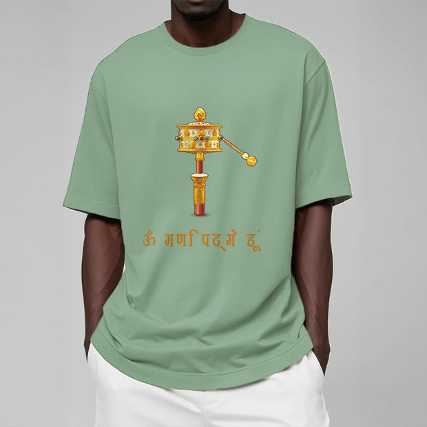 Buddha Stones Sanskrit OM NAMAH SHIVAYA Prayer Wheel Tee T-shirt