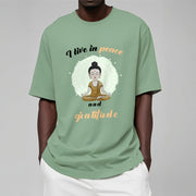 Buddha Stones I Live In Peace And Gratitude Illustration Buddha Tee T-shirt