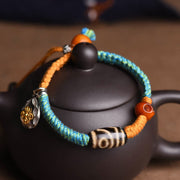 Buddha Stones Handmade Tibetan Dzi Bead Wealth Braided Bracelet Bracelet BS 2