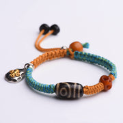 Buddha Stones Handmade Tibetan Dzi Bead Wealth Braided Bracelet Bracelet BS 10