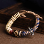 Buddha Stones Tibetan Yak Bone Dzi Bead Balance Strength Rope Bracelet Bracelet BS 3