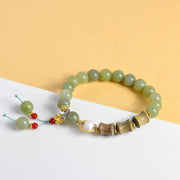 Buddha Stones Jade Sandalwood Bamboo Pearl Prosperity Bracelet Bracelet BS 8