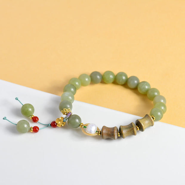 FREE Today: Promote New Beginnings Jade Sandalwood Bamboo Pearl Bracelet FREE FREE 5