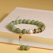 Buddha Stones Jade Sandalwood Bamboo Pearl Prosperity Bracelet Bracelet BS Jade (Wrist Circumference: 14-16cm)