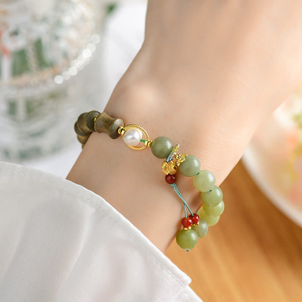 FREE Today: Promote New Beginnings Jade Sandalwood Bamboo Pearl Bracelet FREE FREE 4