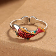 Buddha Stones Luck Koi Fish Wealth Prosperity Ring Ring BS Luck Koi Fish(Adjustable)