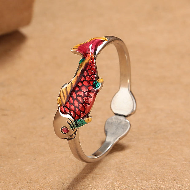 Buddha Stones Luck Koi Fish Wealth Prosperity Ring Ring BS 1