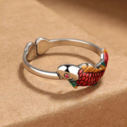 Buddha Stones Luck Koi Fish Wealth Prosperity Ring Ring BS 2