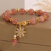 FREE Today: Universal Love Natural Strawberry Quartz Crystal Chrysanthemum Pearl Bracelet FREE FREE 6