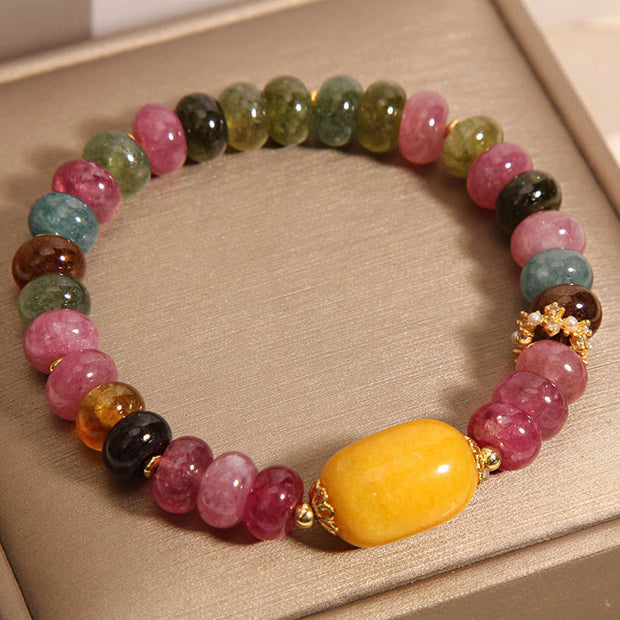 Buddha Stones Natural Tourmaline Topaz Positive Bracelet Bracelet BS Tourmaline(Wrist Circumference: 15-17cm)