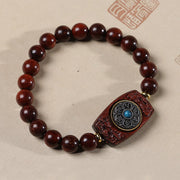 Buddha Stones Small Leaf Red Sandalwood Green Sandalwood Six True Words Peace Bracelet Bracelet BS 8