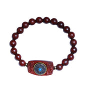 Buddha Stones Small Leaf Red Sandalwood Green Sandalwood Six True Words Peace Bracelet Bracelet BS 10