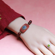 Buddha Stones Small Leaf Red Sandalwood Green Sandalwood Six True Words Peace Bracelet Bracelet BS 4