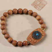 Buddha Stones Small Leaf Red Sandalwood Green Sandalwood Six True Words Peace Bracelet Bracelet BS 13