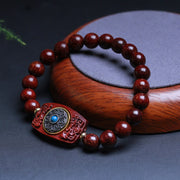 Buddha Stones Small Leaf Red Sandalwood Green Sandalwood Six True Words Peace Bracelet Bracelet BS 2