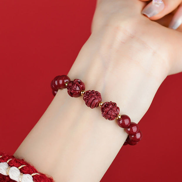 Buddha Stones Chinese Zodiac Cinnabar Keep Away Evil Spirits Blessing Bracelet Bracelet BS 22