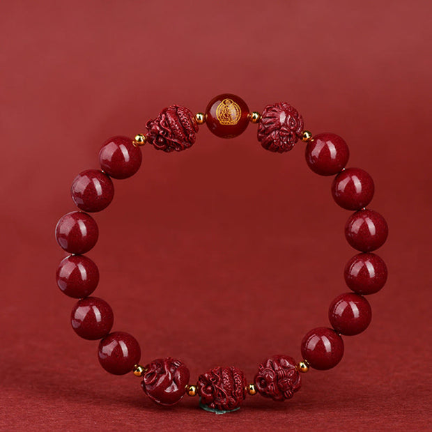 Buddha Stones Chinese Zodiac Cinnabar Keep Away Evil Spirits Blessing Bracelet Bracelet BS 18