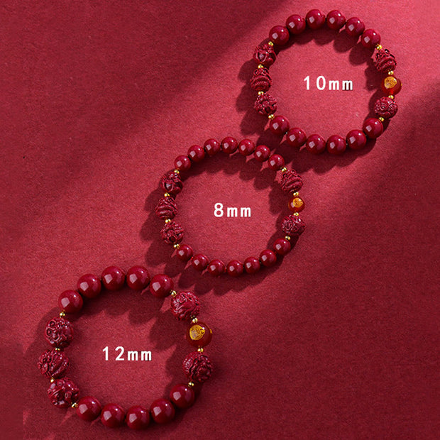 Buddha Stones Chinese Zodiac Cinnabar Keep Away Evil Spirits Blessing Bracelet Bracelet BS 13